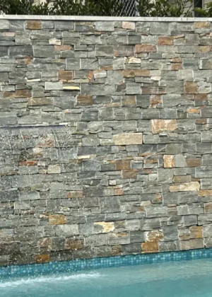 Natural Stone Wall Cladding Ledgestone - Dark Grey Rustic Quartz