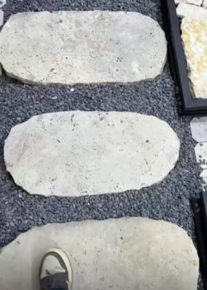 Crema Beige “Bullet” Travertine Stepping Stones – Natural Stone Garden Steppers
