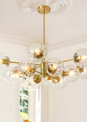12-Light Two-tier Sputnik Striped Glass Chandelier