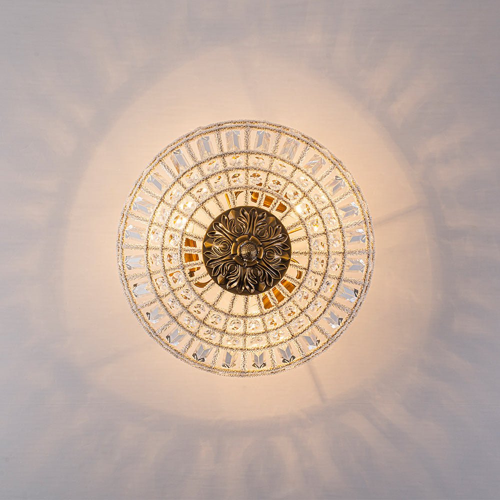 3-Light Brass Crystal Crystal Glass Flush Mount Chandelier - Image 7