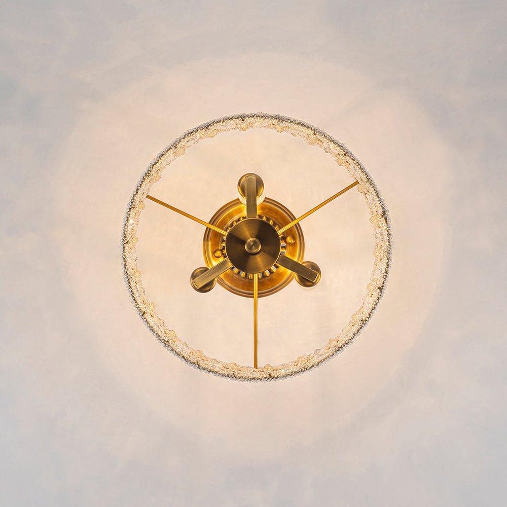 3-Light Brass Crystal Drum Flush Mount Chandelier - Image 8