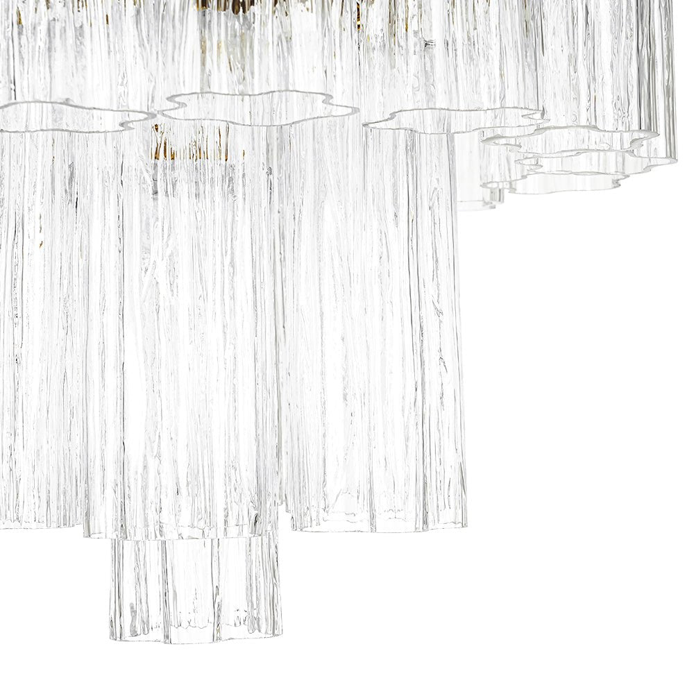 3-Light Glass Textured Tube Two-Tiered Chandelier - Image 5