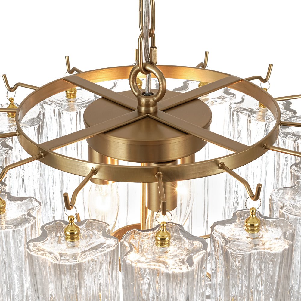 3-Light Glass Textured Tube Two-Tiered Chandelier - Image 7