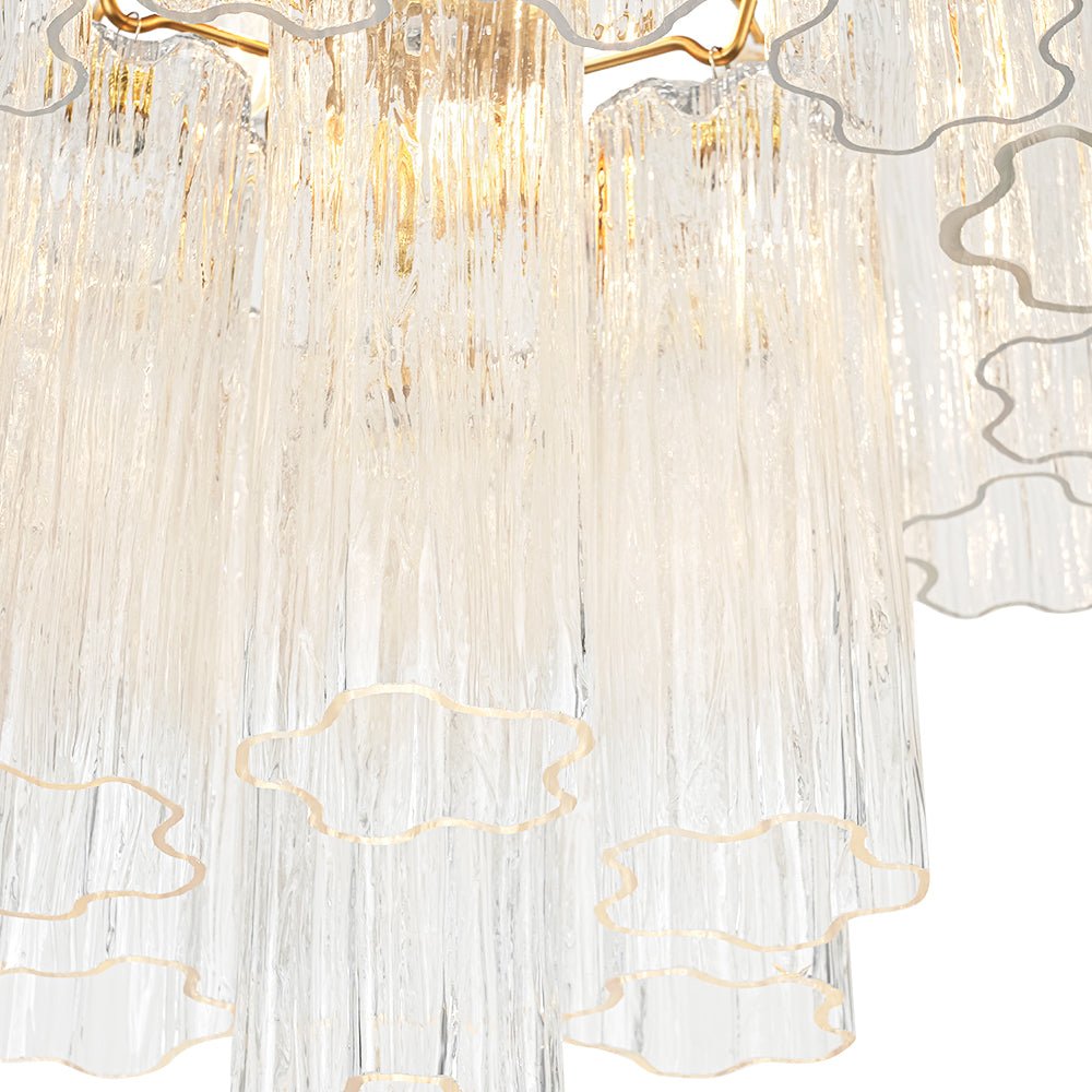 3-Light Glass Textured Tube Two-Tiered Chandelier - Image 6