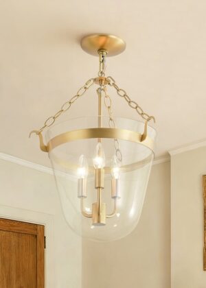3-Light Lantern Clear Glass Pendant Light