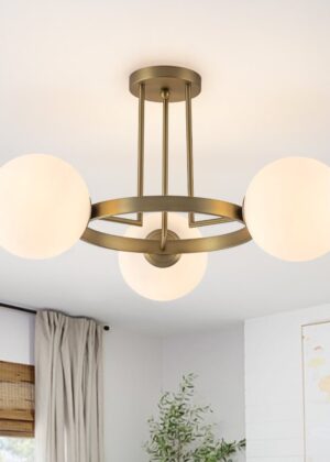 3-Light Opal Glass Globe Semi Flush Mount