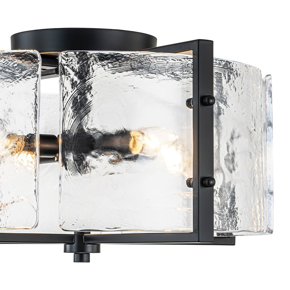 4-Light Clear Textured Glass Flush Mount Ceiling - Image 8