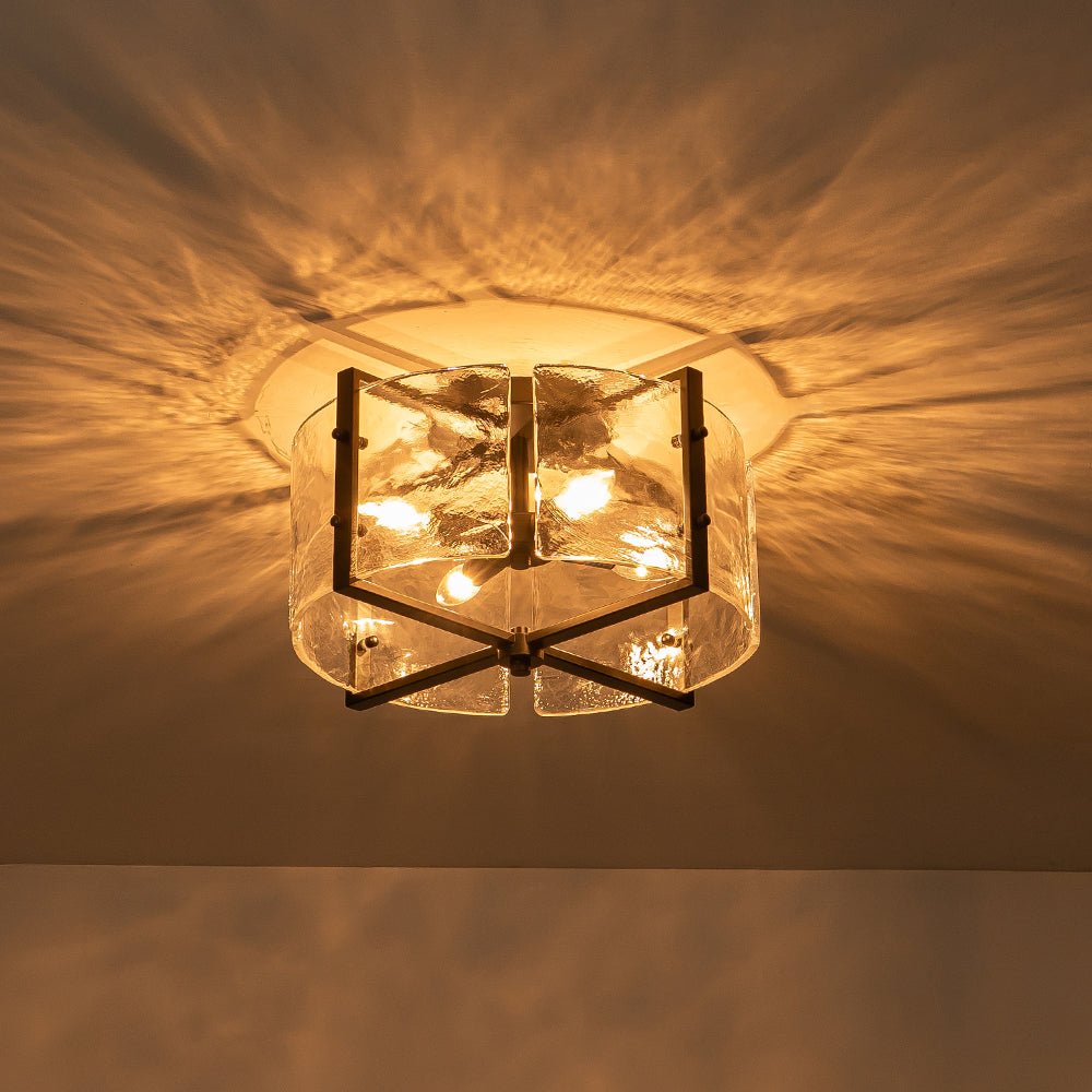 4-Light Clear Textured Glass Flush Mount Ceiling - Image 10