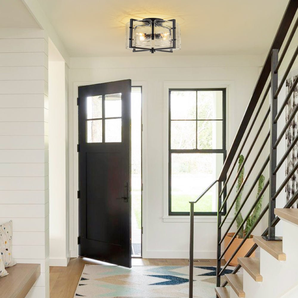 4-Light Clear Textured Glass Flush Mount Ceiling - Image 2