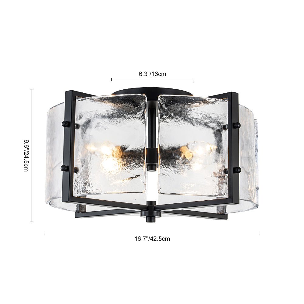 4-Light Clear Textured Glass Flush Mount Ceiling - Image 6
