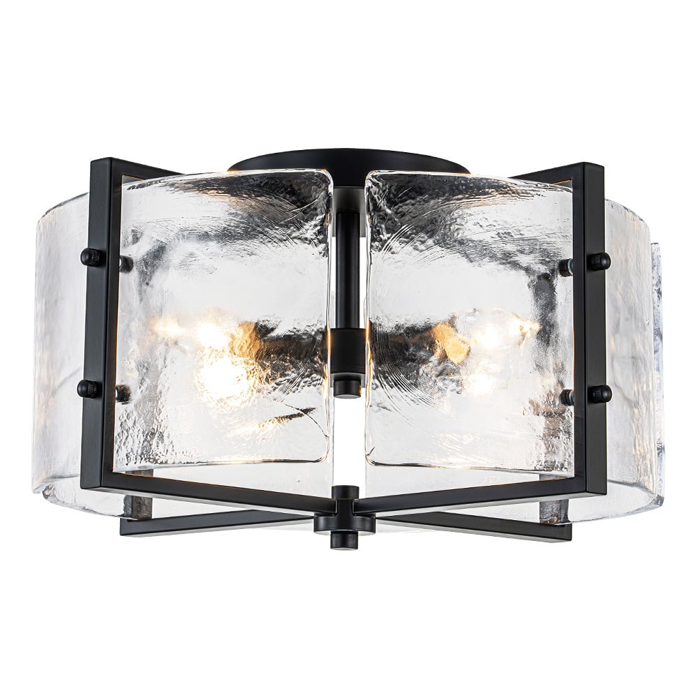 4-Light Clear Textured Glass Flush Mount Ceiling - Image 3