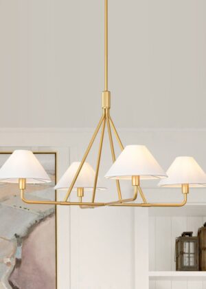 4-Light Cone Fabric Shade Chandelier