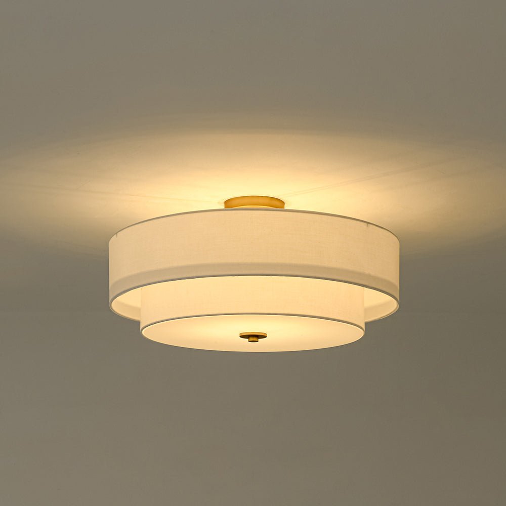4-Light Linen Drum Flush Mount Ceiling - Image 7