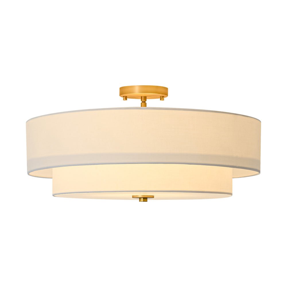 4-Light Linen Drum Flush Mount Ceiling - Image 5