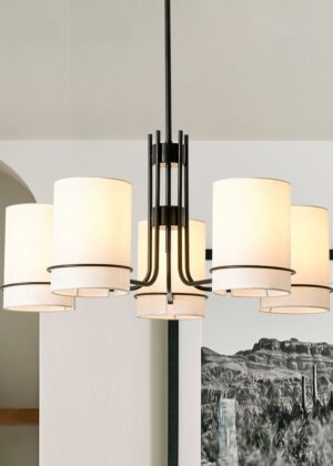 5-Light Cylinder Fabric Shade Chandelier