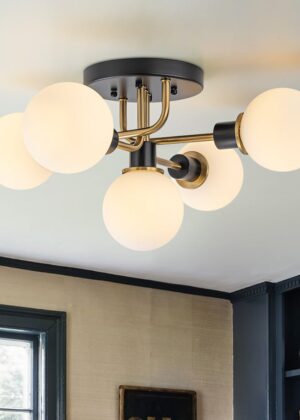5-Light Glass Bubble Semi Flush Mount