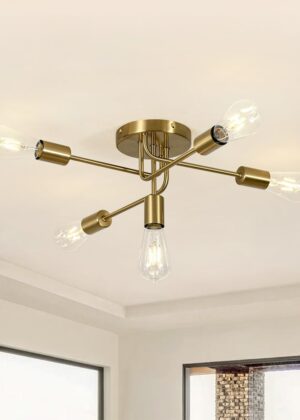 5-Light Swirl Sputnik Semi Flush Light