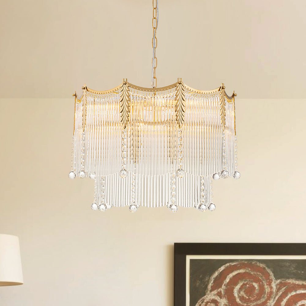 Glass Crystal Teardrop Tiered Chandelier - Image 3