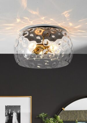 Mid-Century Modern Hammer Glass Flush Mount