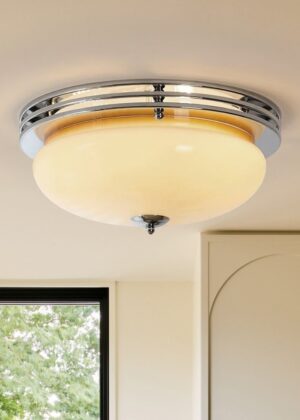 Traditional French Round Glass LED Flush Mount Ceiling